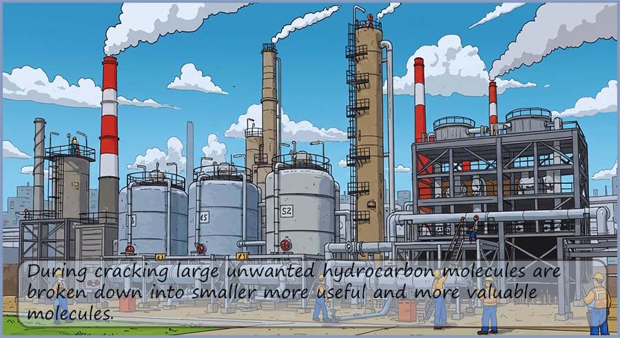 A catalytic cracker will break down large hydrocarbon molecules into smaller more useful and more valuable products.